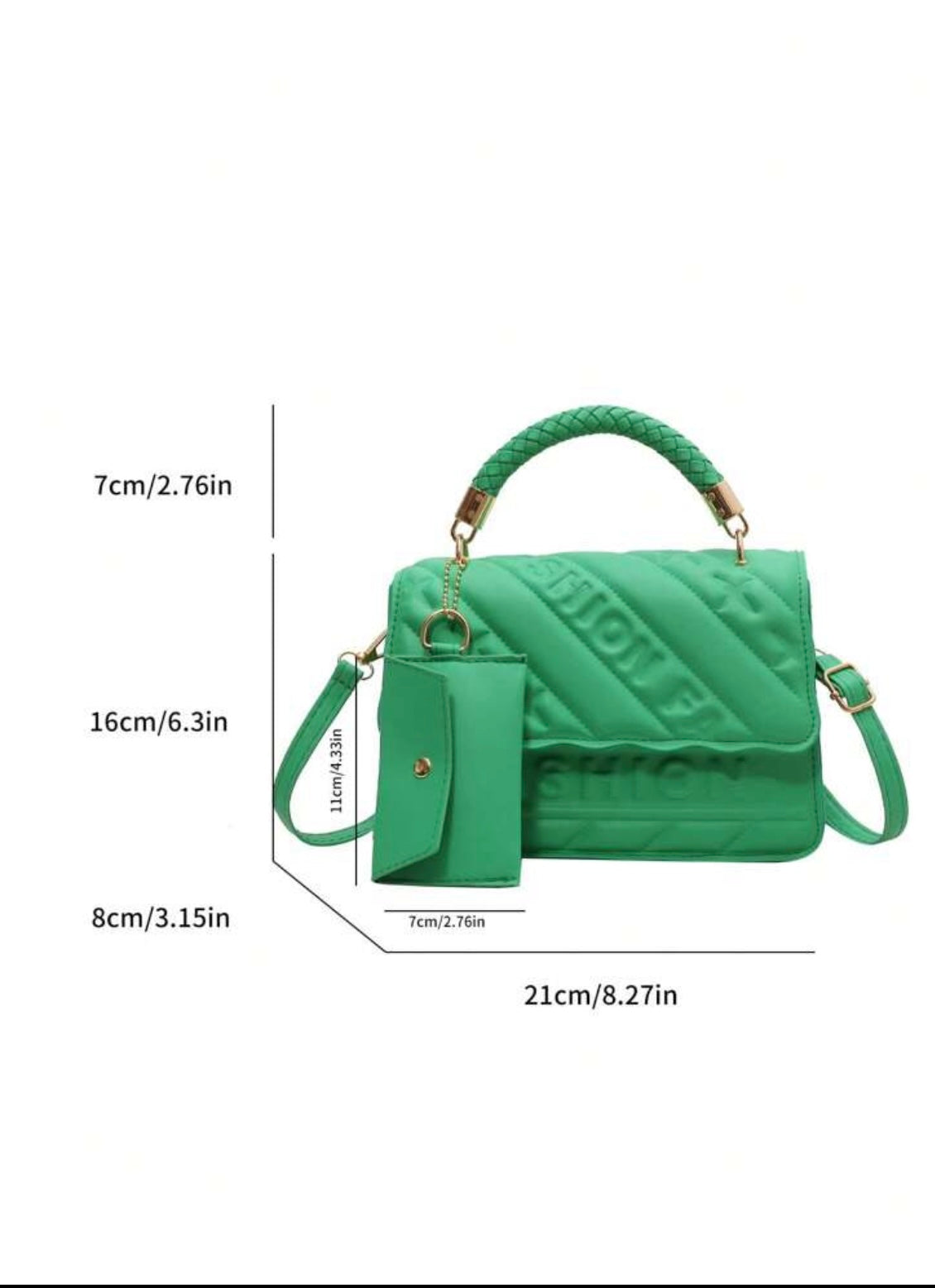 Fashionable green square bag