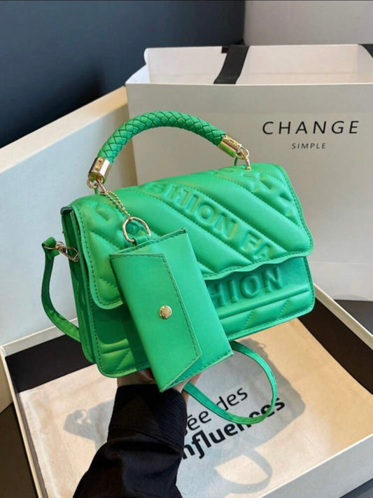 Fashionable green square bag