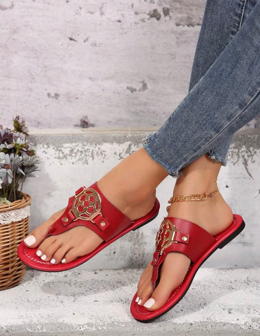 Red open toes flip flop women’s